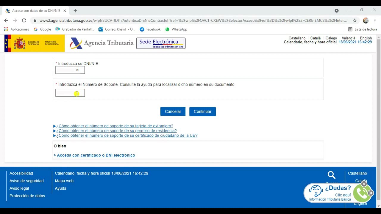 Certificado de imputaciones facilitado por la Agencia General Tributaria