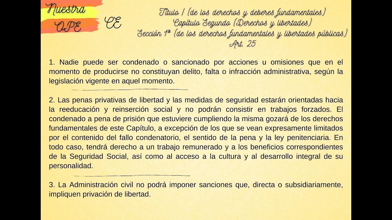 El artículo 25 de la Constitución Española: derechos fundamentales y garantías procesales