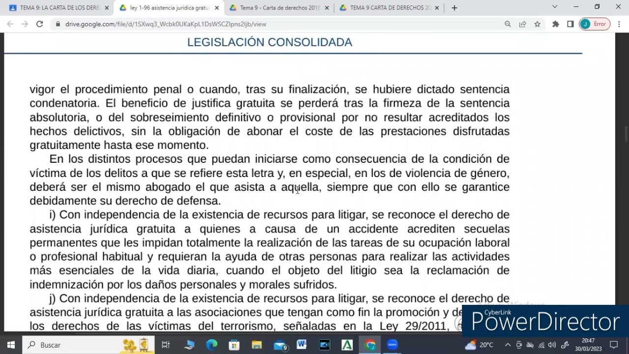 La ley 1/1996 de 10 de enero sobre asistencia jurídica gratuita